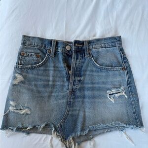 Zara Blue Distressed Denim Mini Skirt